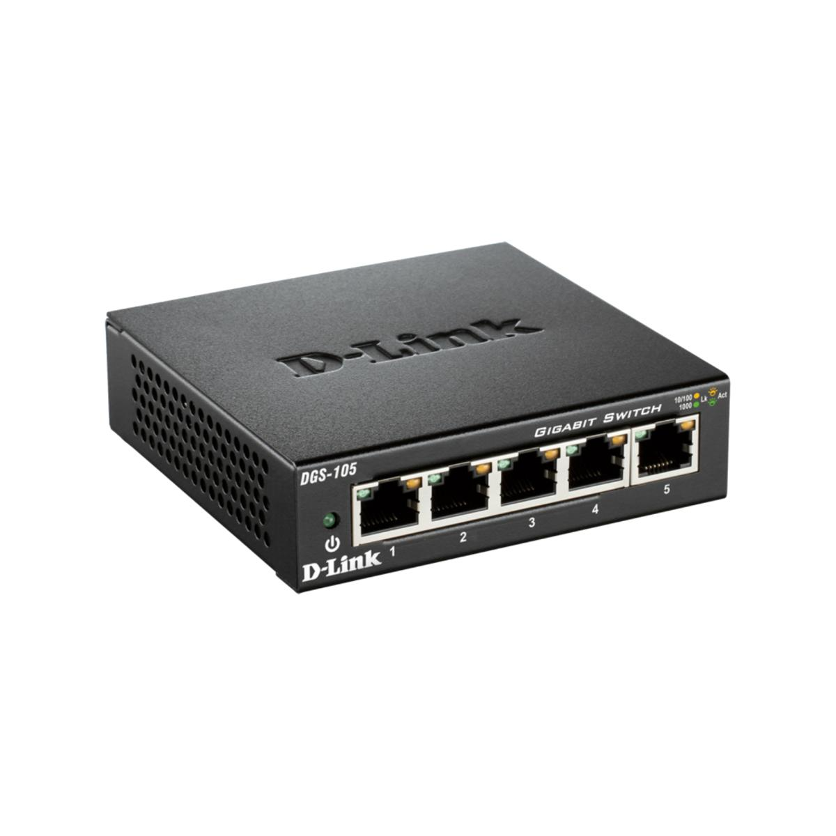 D-Link DGS-105/B 5-port 10/100/1000 Unmanaged Desktop Switch D-Link DGS-105/B 5-port 10/100/1000 Unmanaged Desktop Switch